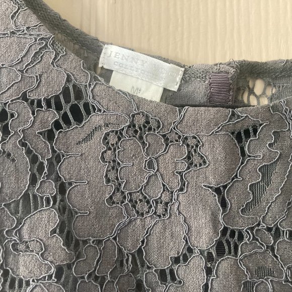 BHLDN Jenny Yoo Cleo Lace Crop Top in Dark Charcoal Smoke Grey Gray - Medium - Picture 2 of 6